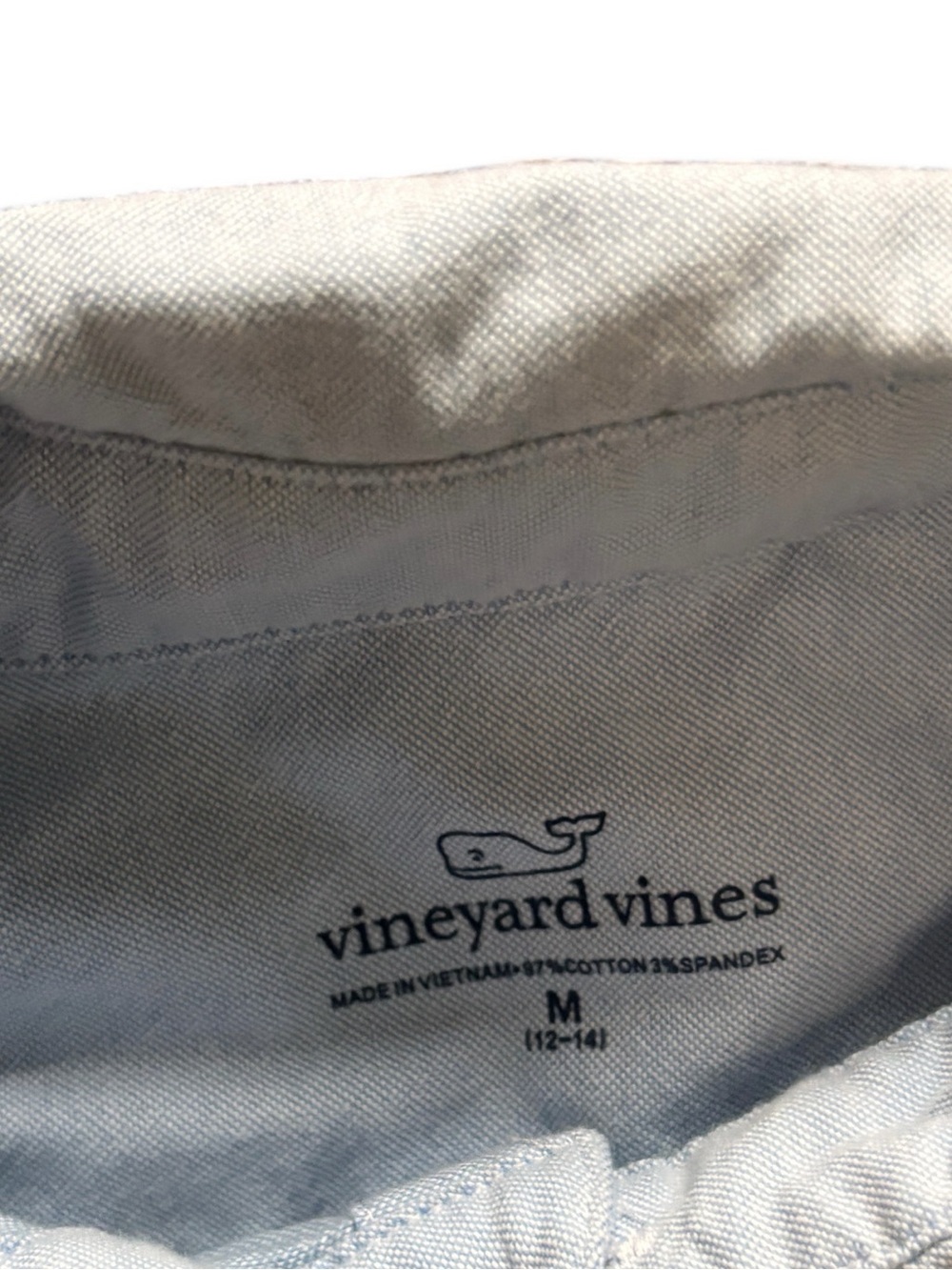 Vineyard Vines Boys' Oxford Long Sleeve Whale Shirt- chambray blue - m (12-14) - Picture 3 of 3
